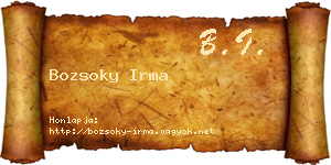 Bozsoky Irma névjegykártya
